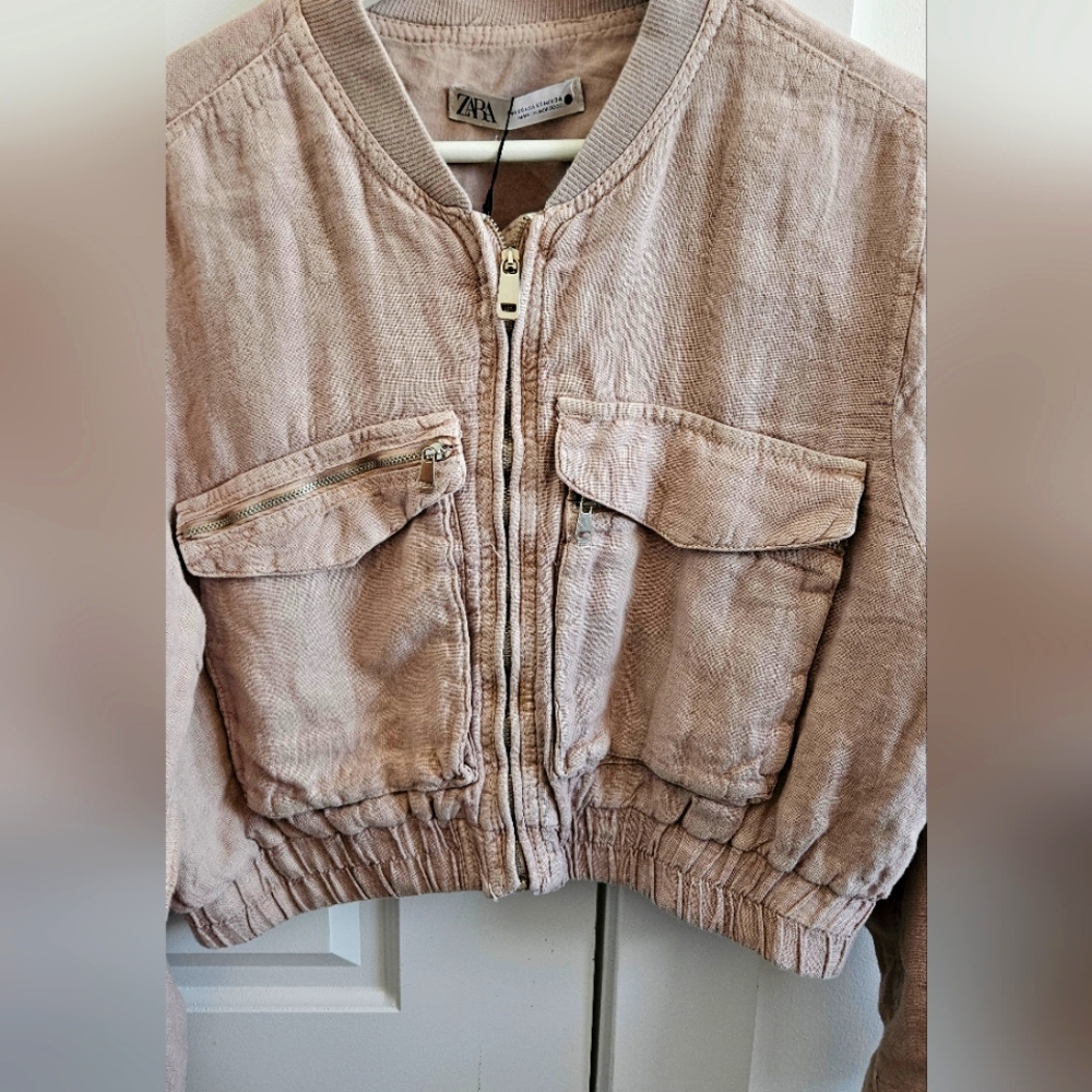 Zara Women's Light  Pink Bomber Jacket